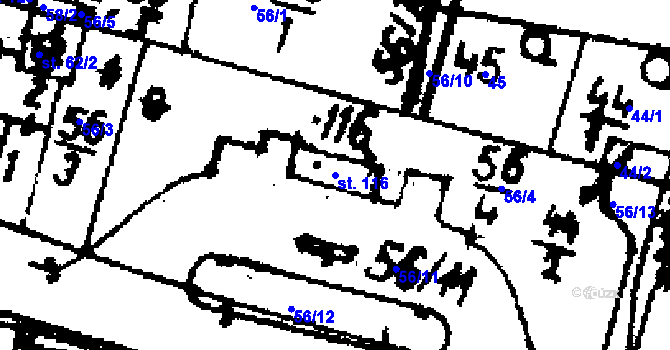 Parcela st. 116 v KÚ Třebíz, Katastrální mapa