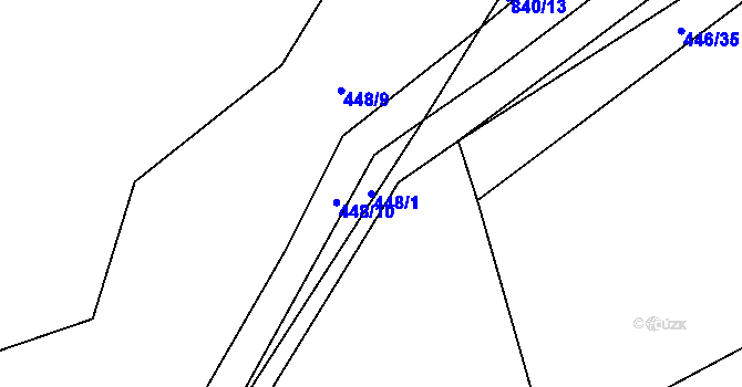 Parcela st. 448/1 v KÚ Bozdíš, Katastrální mapa