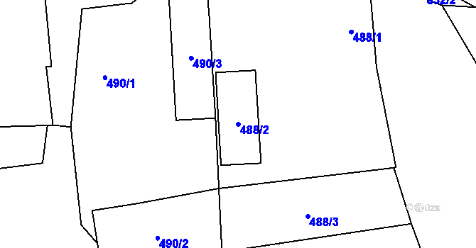 Parcela st. 488/2 v KÚ Bozdíš, Katastrální mapa