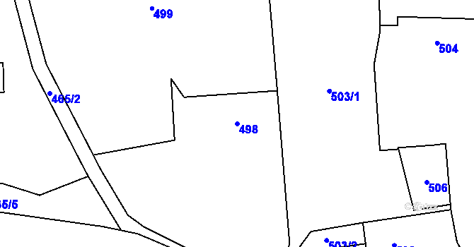 Parcela st. 498 v KÚ Bozdíš, Katastrální mapa