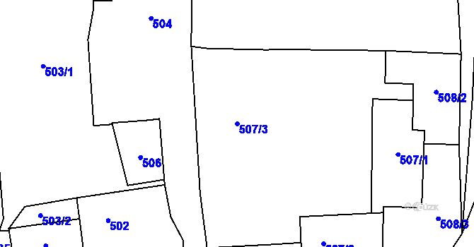 Parcela st. 507/3 v KÚ Bozdíš, Katastrální mapa