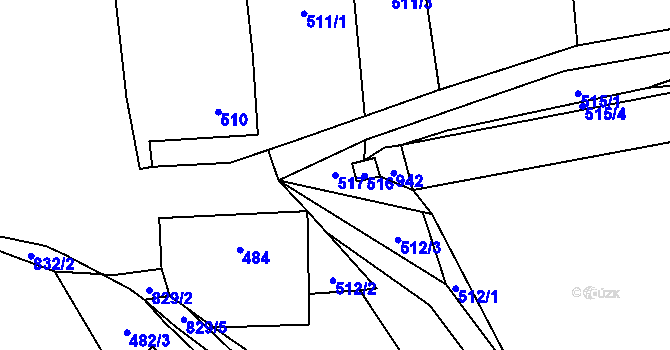 Parcela st. 517 v KÚ Bozdíš, Katastrální mapa