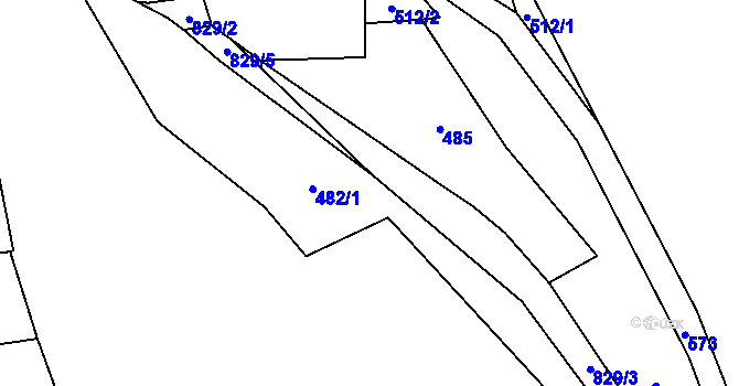 Parcela st. 482/1 v KÚ Bozdíš, Katastrální mapa