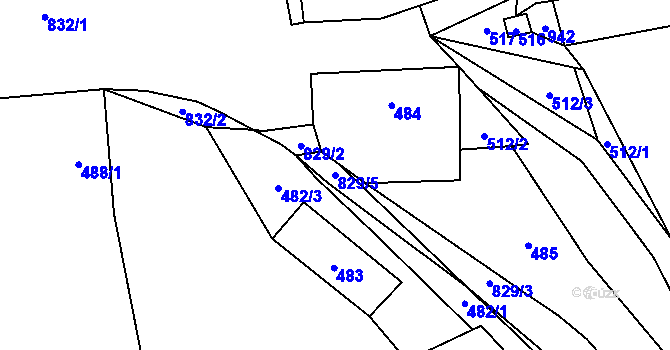 Parcela st. 829/5 v KÚ Bozdíš, Katastrální mapa