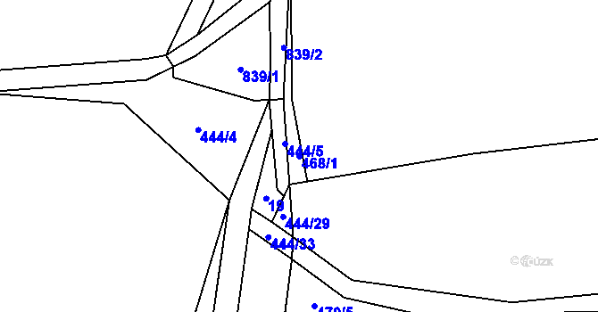 Parcela st. 468/1 v KÚ Bozdíš, Katastrální mapa