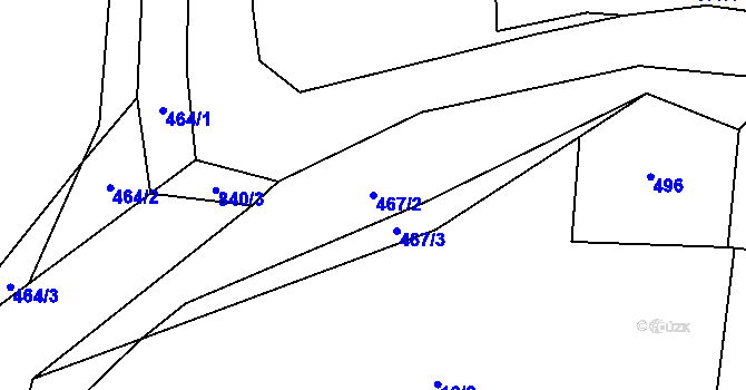 Parcela st. 467/2 v KÚ Bozdíš, Katastrální mapa