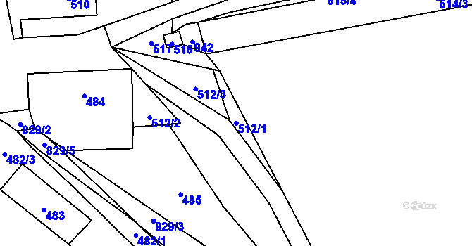 Parcela st. 512/1 v KÚ Bozdíš, Katastrální mapa