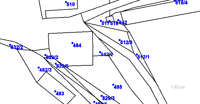 Parcela st. 512/2 v KÚ Bozdíš, Katastrální mapa