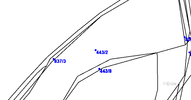 Parcela st. 443/2 v KÚ Bozdíš, Katastrální mapa