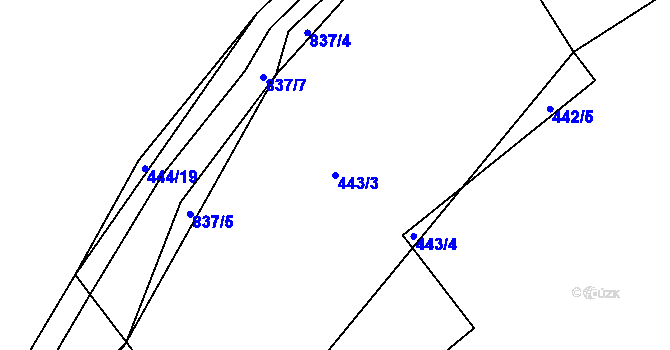 Parcela st. 443/3 v KÚ Bozdíš, Katastrální mapa