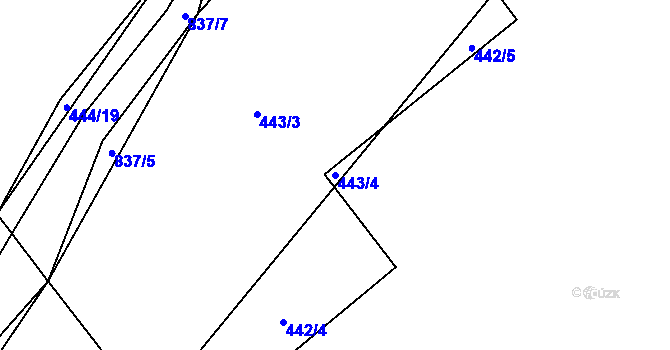 Parcela st. 443/4 v KÚ Bozdíš, Katastrální mapa