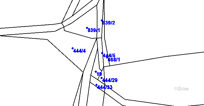 Parcela st. 444/5 v KÚ Bozdíš, Katastrální mapa