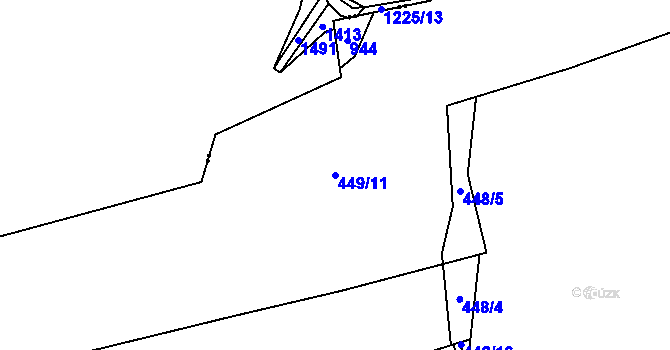 Parcela st. 449/11 v KÚ Bozdíš, Katastrální mapa