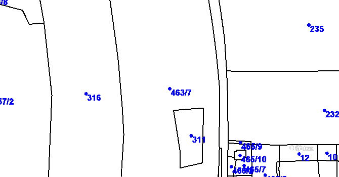 Parcela st. 463/7 v KÚ Bozdíš, Katastrální mapa