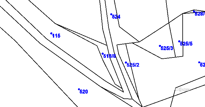 Parcela st. 518/8 v KÚ Bozdíš, Katastrální mapa