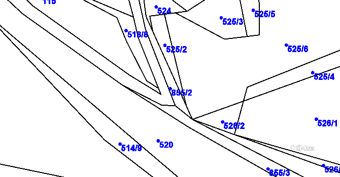 Parcela st. 855/2 v KÚ Bozdíš, Katastrální mapa