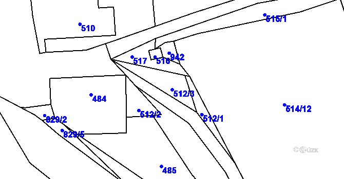 Parcela st. 512/3 v KÚ Bozdíš, Katastrální mapa
