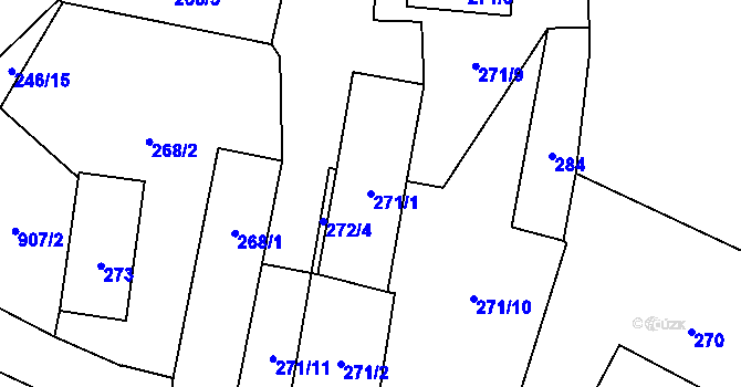 Parcela st. 271/1 v KÚ Mrchojedy, Katastrální mapa