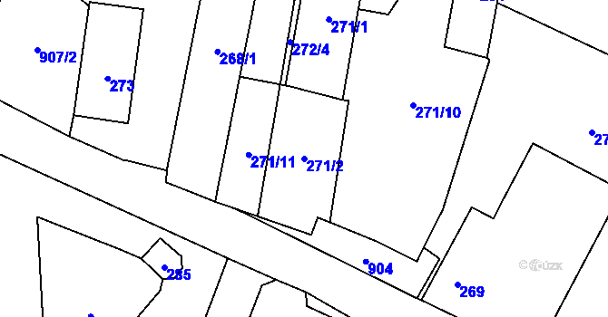Parcela st. 271/2 v KÚ Mrchojedy, Katastrální mapa
