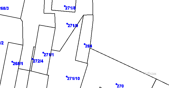 Parcela st. 284 v KÚ Mrchojedy, Katastrální mapa