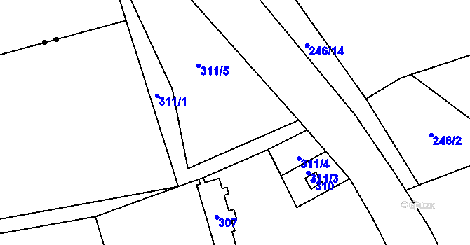 Parcela st. 311/2 v KÚ Mrchojedy, Katastrální mapa
