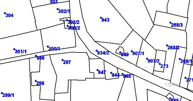 Parcela st. 934/2 v KÚ Mrchojedy, Katastrální mapa