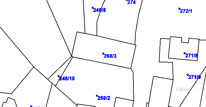 Parcela st. 268/3 v KÚ Mrchojedy, Katastrální mapa