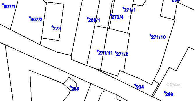 Parcela st. 271/11 v KÚ Mrchojedy, Katastrální mapa