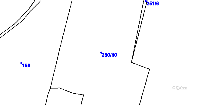 Parcela st. 250/10 v KÚ Mrchojedy, Katastrální mapa