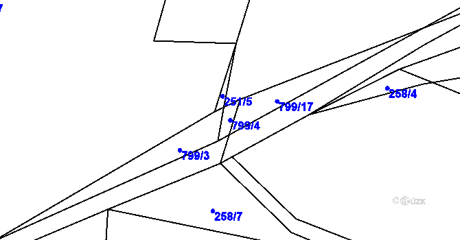 Parcela st. 799/4 v KÚ Mrchojedy, Katastrální mapa