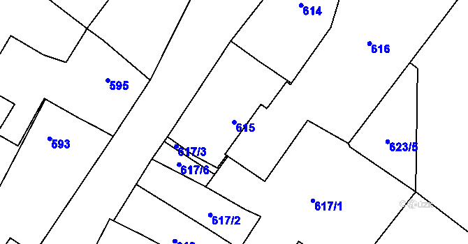Parcela st. 615 v KÚ Němčice u Třebnic, Katastrální mapa
