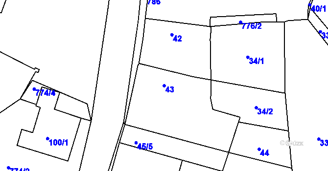 Parcela st. 43 v KÚ Třebnice u Domažlic, Katastrální mapa