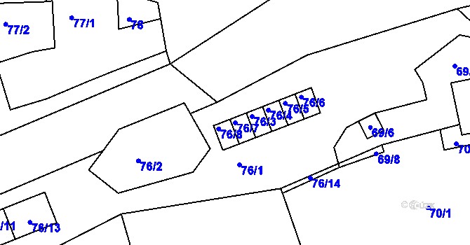 Parcela st. 76/7 v KÚ Třebnice u Domažlic, Katastrální mapa