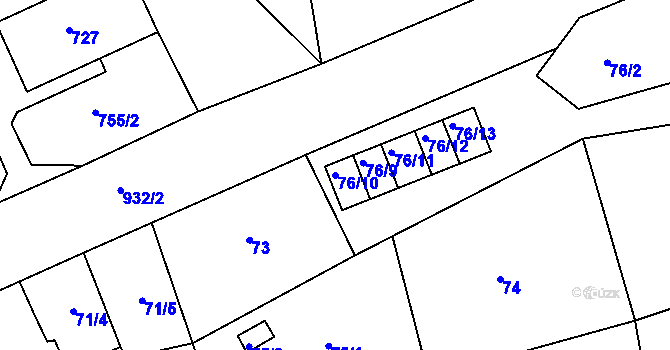 Parcela st. 76/10 v KÚ Třebnice u Domažlic, Katastrální mapa
