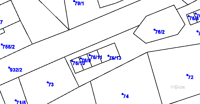 Parcela st. 76/12 v KÚ Třebnice u Domažlic, Katastrální mapa