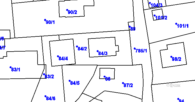 Parcela st. 84/3 v KÚ Třebnice u Domažlic, Katastrální mapa