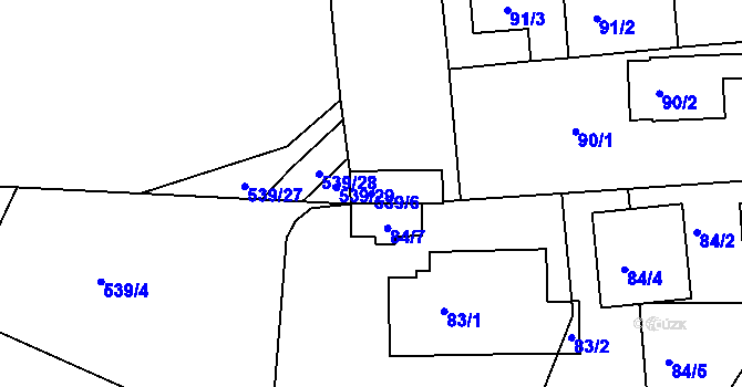 Parcela st. 539/6 v KÚ Třebnice u Domažlic, Katastrální mapa