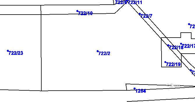 Parcela st. 722/2 v KÚ Třebnice u Domažlic, Katastrální mapa