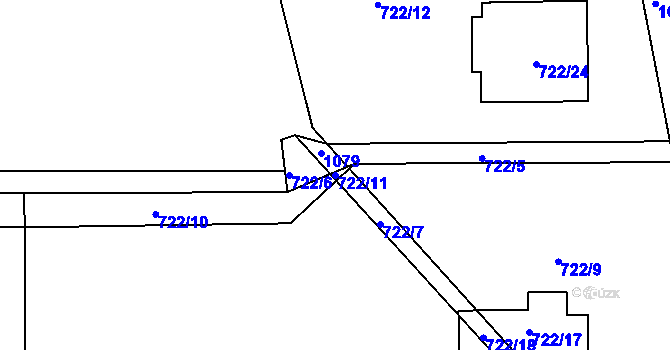 Parcela st. 722/11 v KÚ Třebnice u Domažlic, Katastrální mapa