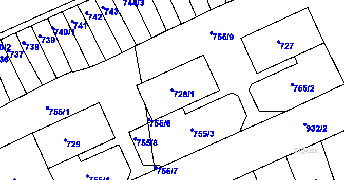 Parcela st. 728/1 v KÚ Třebnice u Domažlic, Katastrální mapa