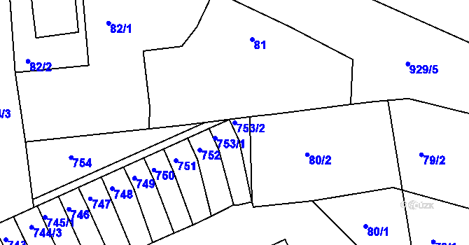 Parcela st. 753/2 v KÚ Třebnice u Domažlic, Katastrální mapa