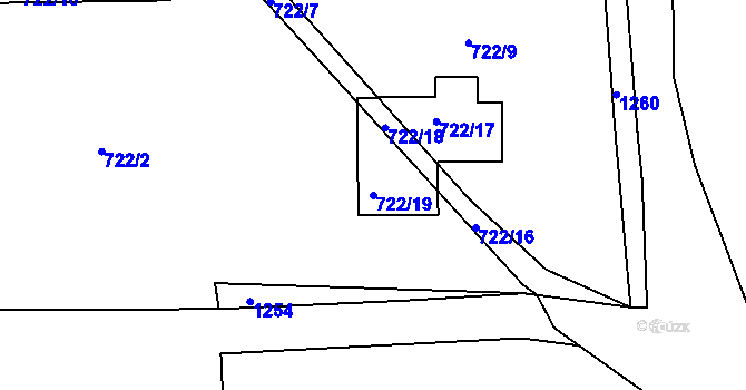Parcela st. 722/19 v KÚ Třebnice u Domažlic, Katastrální mapa