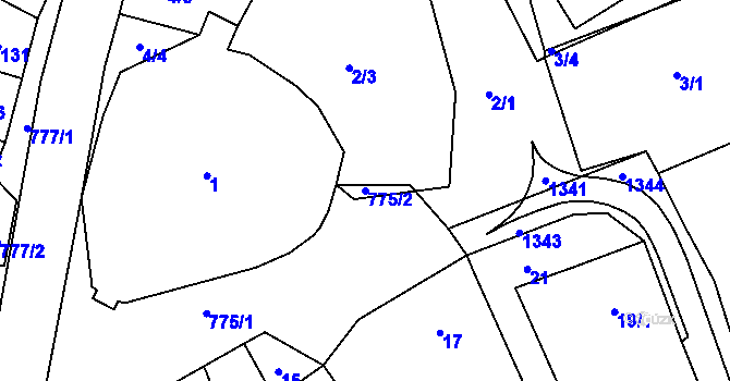 Parcela st. 775/2 v KÚ Třebnice u Domažlic, Katastrální mapa