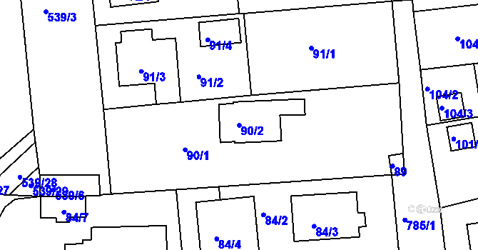 Parcela st. 90/2 v KÚ Třebnice u Domažlic, Katastrální mapa