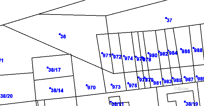 Parcela st. 971 v KÚ Třebnice u Domažlic, Katastrální mapa