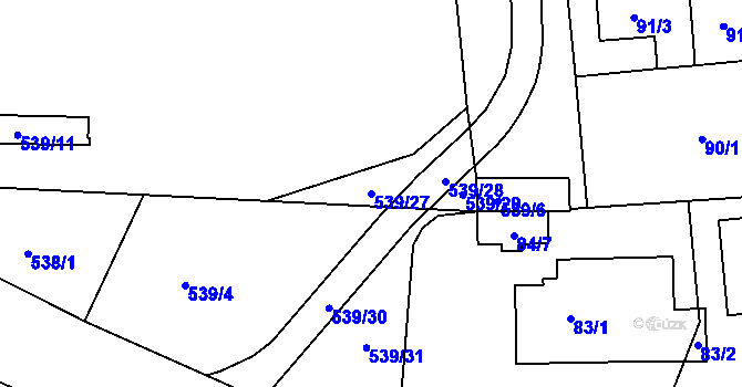 Parcela st. 539/27 v KÚ Třebnice u Domažlic, Katastrální mapa
