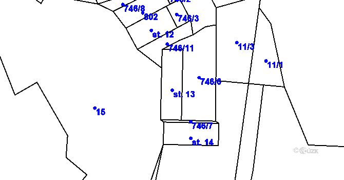 Parcela st. 13 v KÚ Třebnice, Katastrální mapa