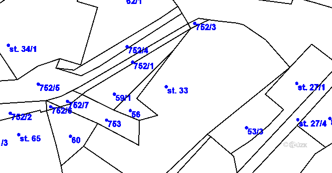 Parcela st. 33 v KÚ Třebnice, Katastrální mapa
