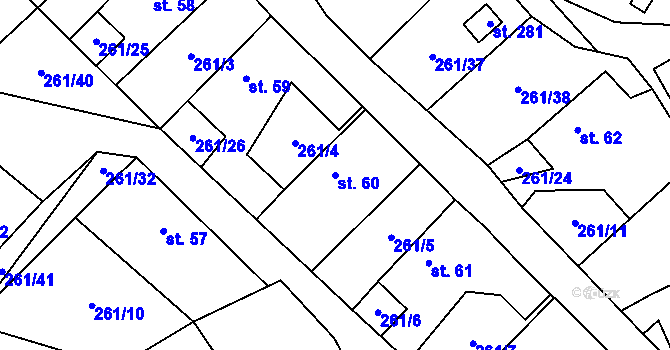 Parcela st. 60 v KÚ Třebnice, Katastrální mapa