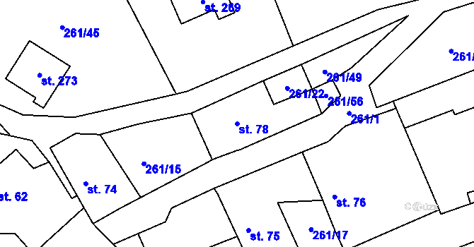 Parcela st. 78 v KÚ Třebnice, Katastrální mapa